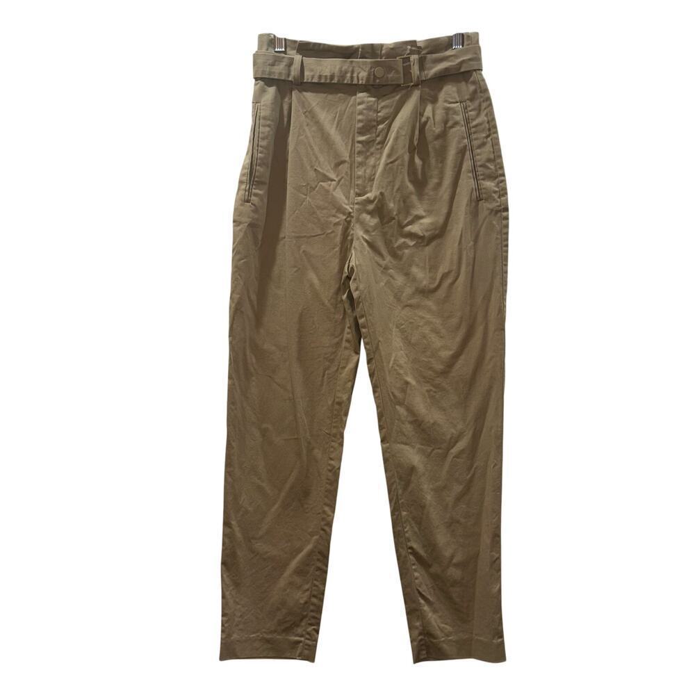 New Mango Suit High-Waisted Belted Trousers – Size 4 Khaki Business Pants